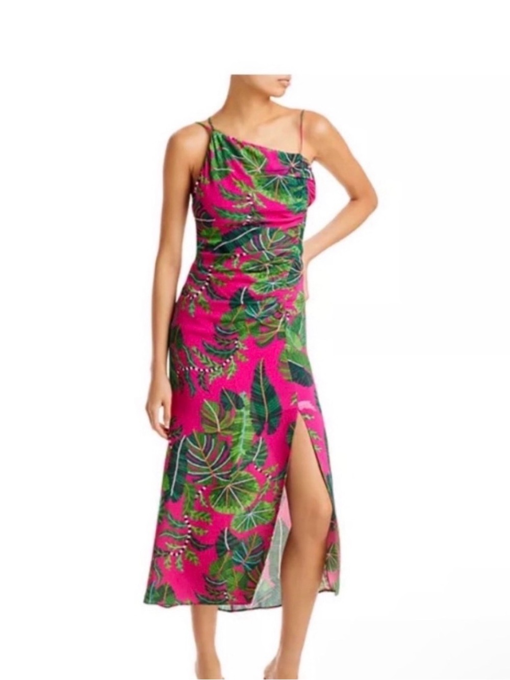 Farm Rio Tropical Pink One-Shoulder Maxi Dress